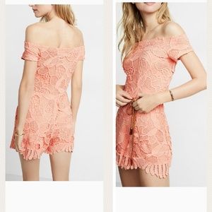 Express Off The Shoulder Lace Romper